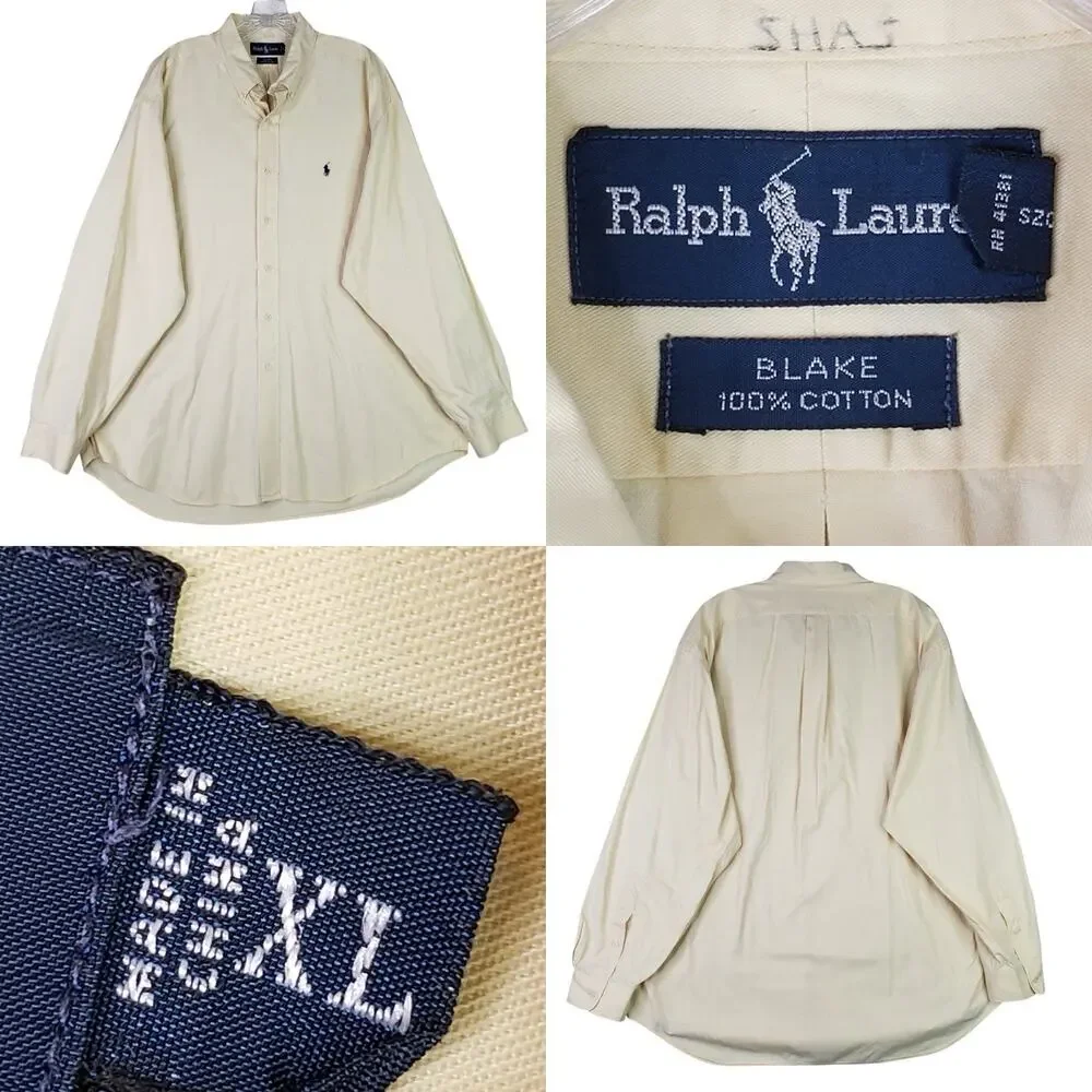Polo Ralph Lauren Shirt Blake Mens Size XL Button Down Butter Yellow LS Preppy